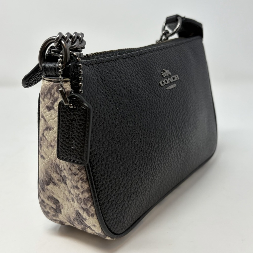 Coach Nolita‎ Snake Print Shoulder Bag Black Leather Chain Strap Y2K
